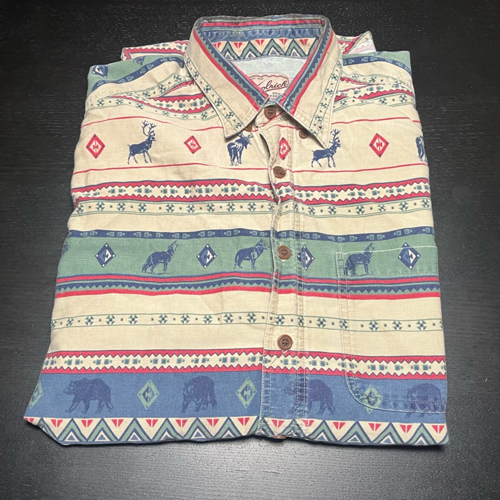 Woolrich XL Aztec All Over Print Casual Button Down Shirt